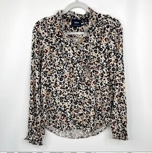 Anthropologie Maeve Katia Top Leopard Prin Long Sleeve Button-Up Sz6